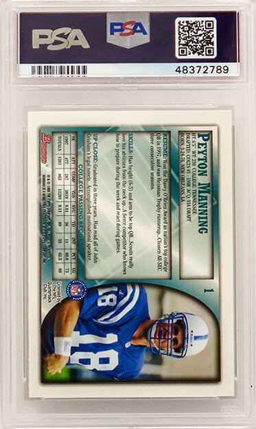 Peyton Manning (Indianapolis Colts) 1998 Bowman Football #1 RC Rookie Card - PSA 10 GEM MINT
