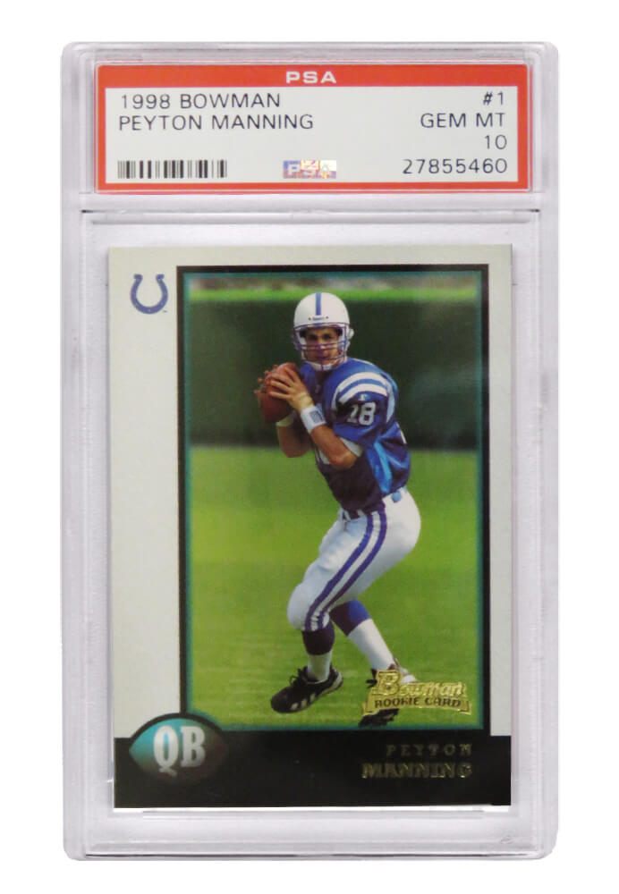 Peyton Manning (Colts) 1998 Bowman Football #1 RC Rookie Card - PSA 10 GEM MINT (Silver Label)