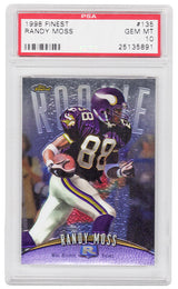 Randy Moss (Minnesota Vikings) 1998 Topps Finest Football #135 RC Rookie Card - PSA 10 GEM MINT (Silver Label)