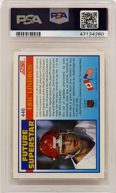 Eric Lindros 1990 Score Canadian Future Superstar Hockey #440 RC Rookie Card - PSA 10 GEM MINT