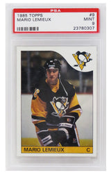 Mario Lemieux (Pittsburgh Penguins) 1985 Topps Hockey RC Rookie Card #9 - PSA 9 MINT (B)