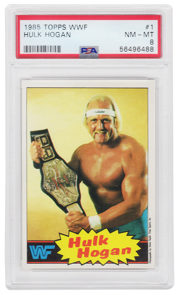 Hulk Hogan 1985 Topps WWF Pro Wrestling Stars (Yellow Background) Rookie Card #1 - PSA 8 NM-MT (B)