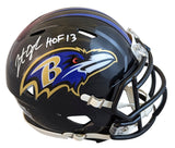Ravens Jonathan Ogden "HOF 13" Signed Speed Mini Helmet W/ Case BAS Witnessed