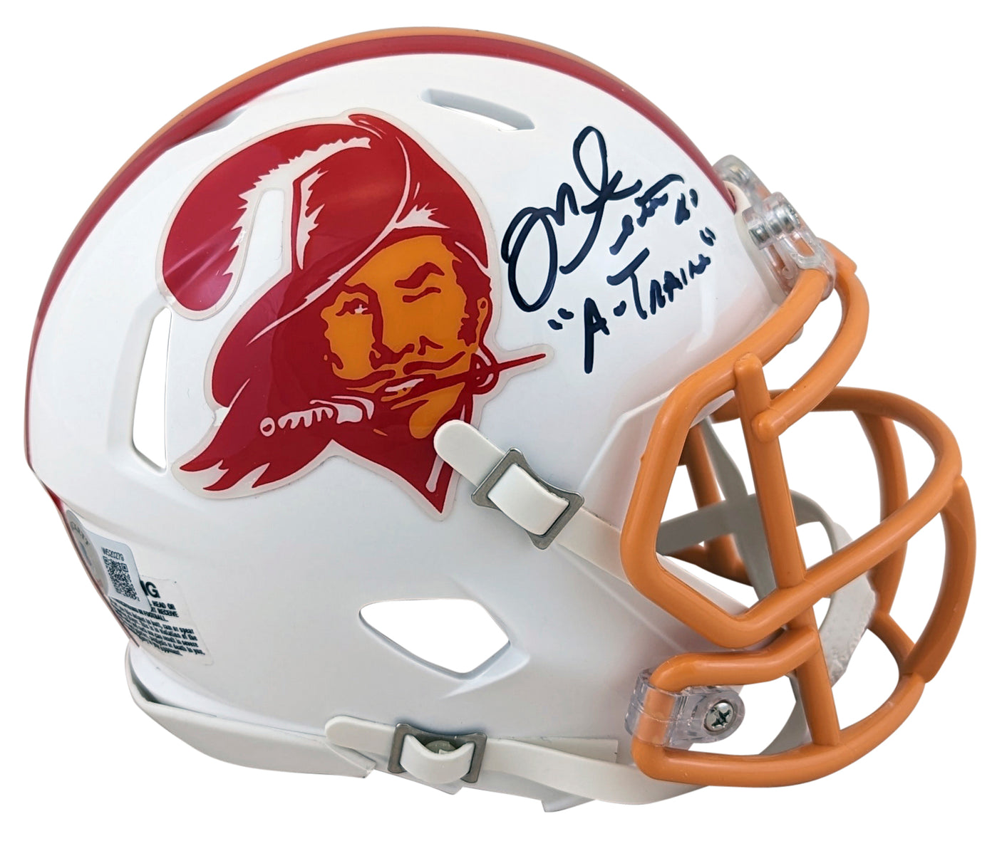 Buccaneers Mike Alstott "A-Train" Signed 76-96 TB Speed Mini Helmet BAS Witness