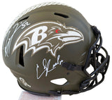 Ray Lewis & Ed Reed Signed Salute To Service F/S Speed Proline Helmet BAS Wit