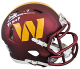 Commanders Joe Theismann "83 NFL MVP" Signed Speed Mini Helmet W/ Case BAS Wit