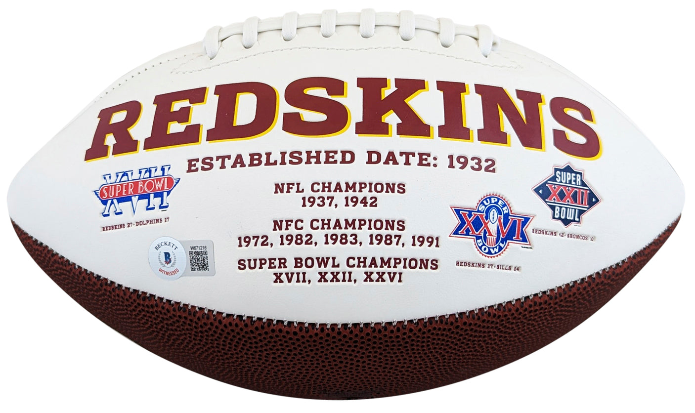 John Riggins Authentic Signed Rawlings White Panel Logo Football BAS Witnessed