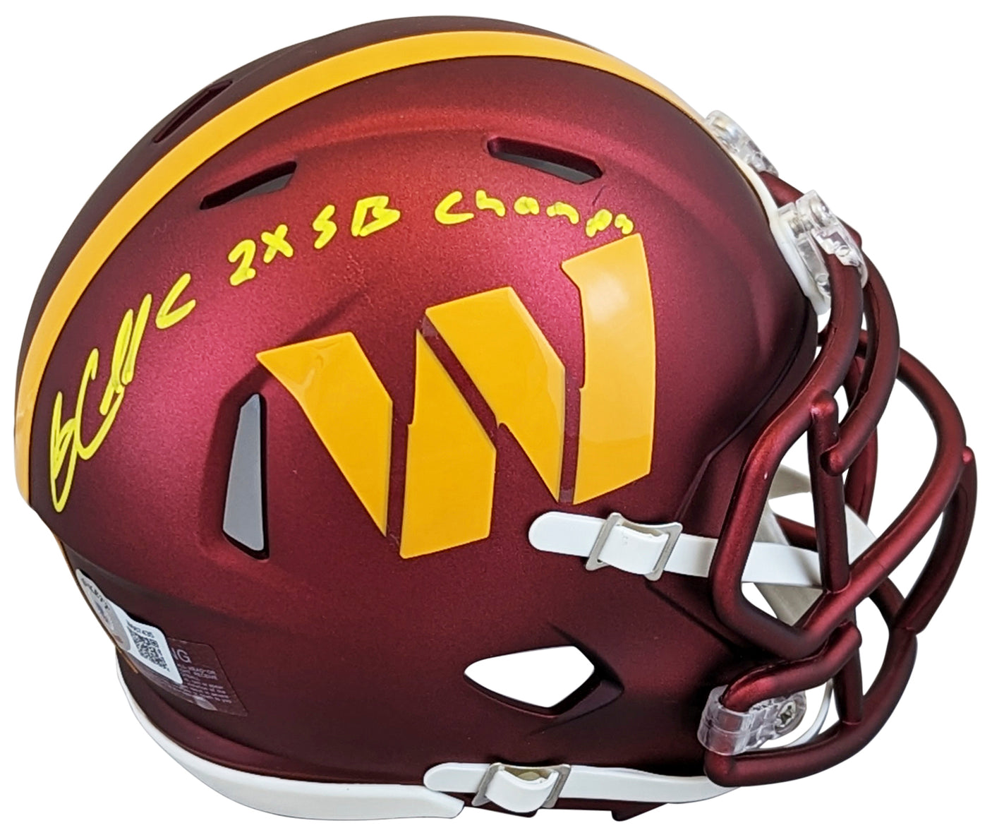 Commanders Gary Clark "2x SB Champ" Signed Speed Mini Helmet BAS Witnessed