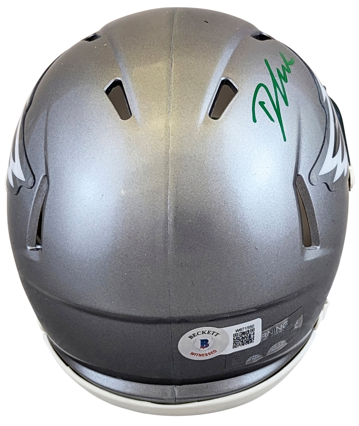 Eagles D'Andre Swift Authentic Signed Flash Speed Mini Helmet BAS Witnessed