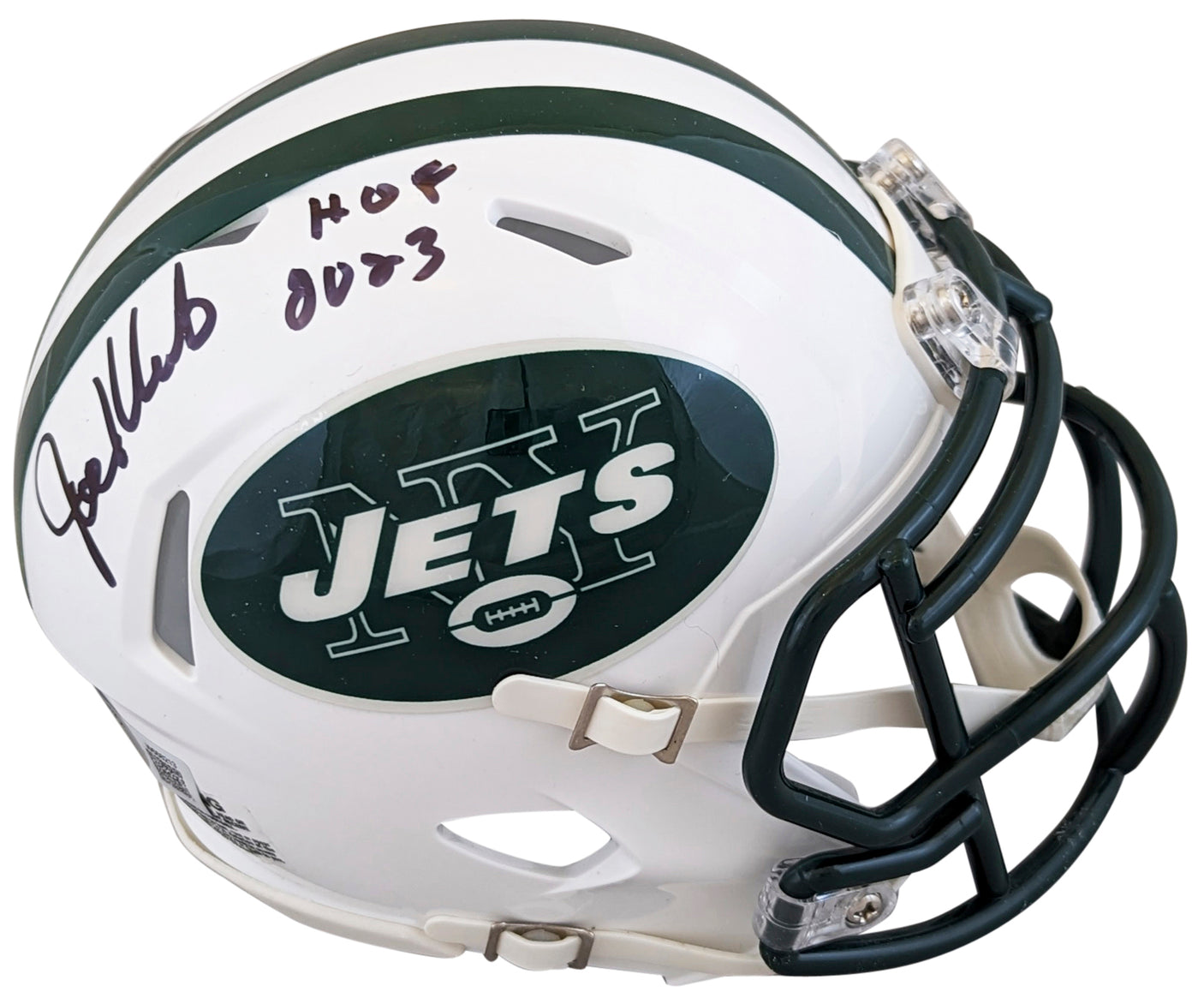 Jets Joe Klecko "HOF 23" Authentic Signed 98-18 TB Speed Mini Helmet BAS Witness