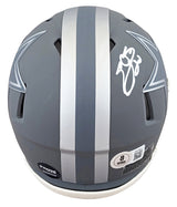 Cowboys Emmitt Smith Signed Slate Speed Mini Helmet W/ Case BAS Witnessed