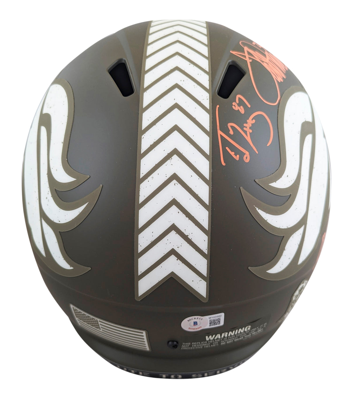 Broncos (5) Elway, Sharpe, Davis +2 Signed STS Full Size Speed Rep Helmet BAS W