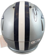 Cowboys CeeDee Lamb & Dak Prescott Signed F/S Speed Proline Helmet W/ Case BAS W