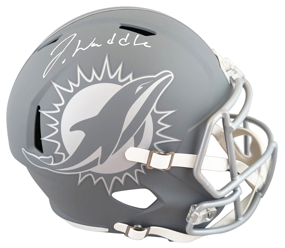 Dolphins Jaylen Waddle Signed Slate Full Size Speed Rep Helmet W/ Case Fanatics