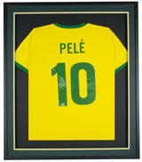 Pele Signed Framed Yellow Brazil Soccer Jersey BAS - Sports Integrity