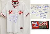 Pete Rose Signed Autographed Reds T/B Jersey w/There's No Crying in Baseball & Hit King 4256 PSA/DNA