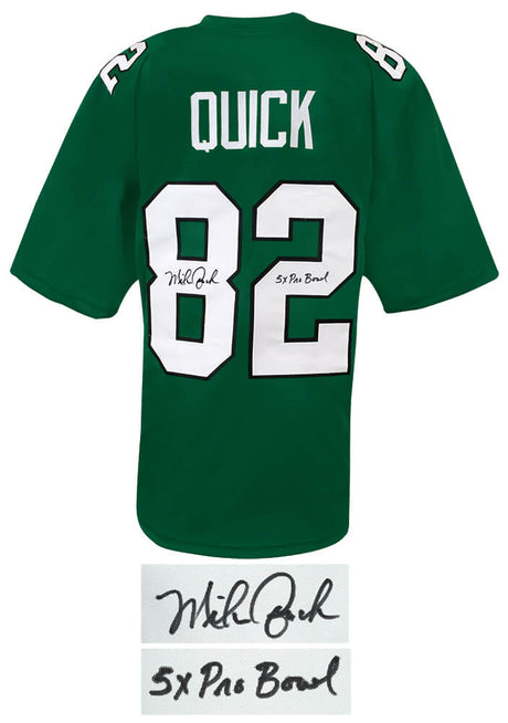 Mike Quick Signed Green Throwback Custom Football Jersey w/5x Pro Bowl