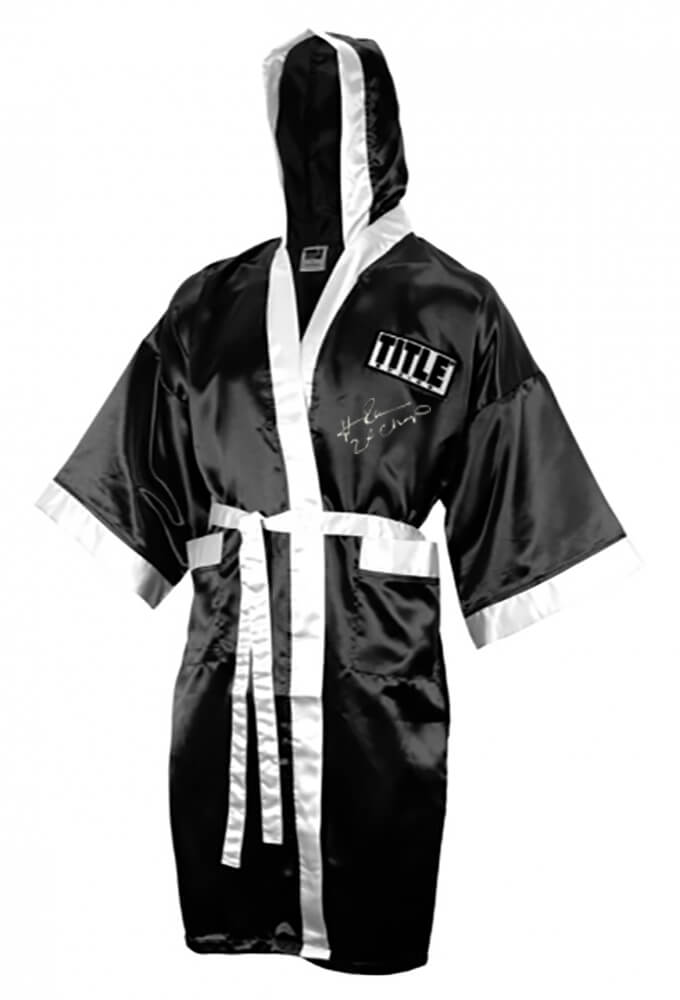 Hasim Rahman Signed Title Black & White Boxing Robe w/2x Champ