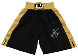 Hasim Rahman Signed Title Black & Gold Boxing Trunks w/Rock