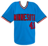 Jeff Reardon Signed Baby Blue Throwback Custom Baseball Jersey w/87 WS Champs