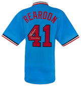 Jeff Reardon Signed Baby Blue Throwback Custom Baseball Jersey w/87 WS Champs