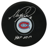 Mark Recchi Signed Montreal Canadiens Logo Hockey Puck w/HOF 2017