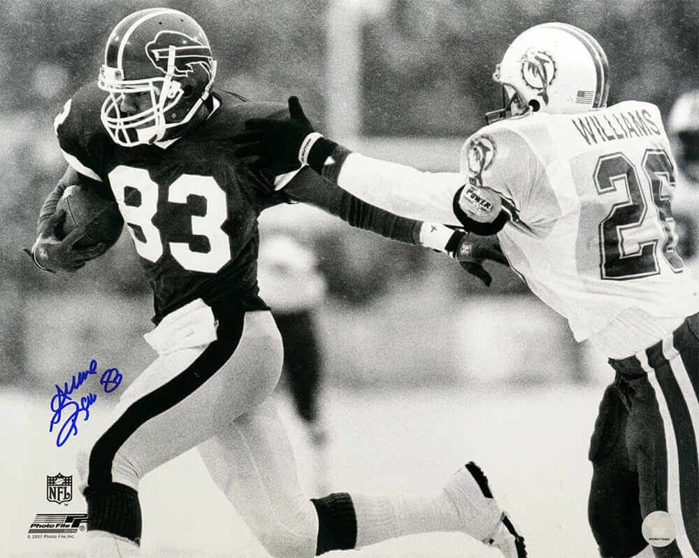 Andre Reed Signed Buffalo Bills B&W Action vs. Dolphins 16x20 Photo
