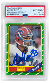 Andre Reed Signed Buffalo Bills 1986 Topps Rookie Football Card #388 - (PSA/DNA Encapsulated)