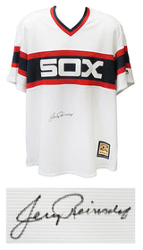 Jerry Reinsdorf Signed Chicago White Sox 1980's Style Throwback Majestic Cooperstown Collection White Jersey