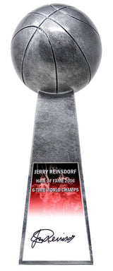 Jerry Reinsdorf Signed Basketball Champion 14 Inch Replica Silver Trophy