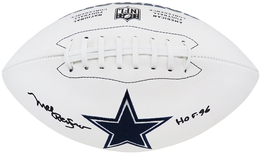 Mel Renfro Signed Dallas Cowboys Wilson White Logo NFL Football w/HOF'96