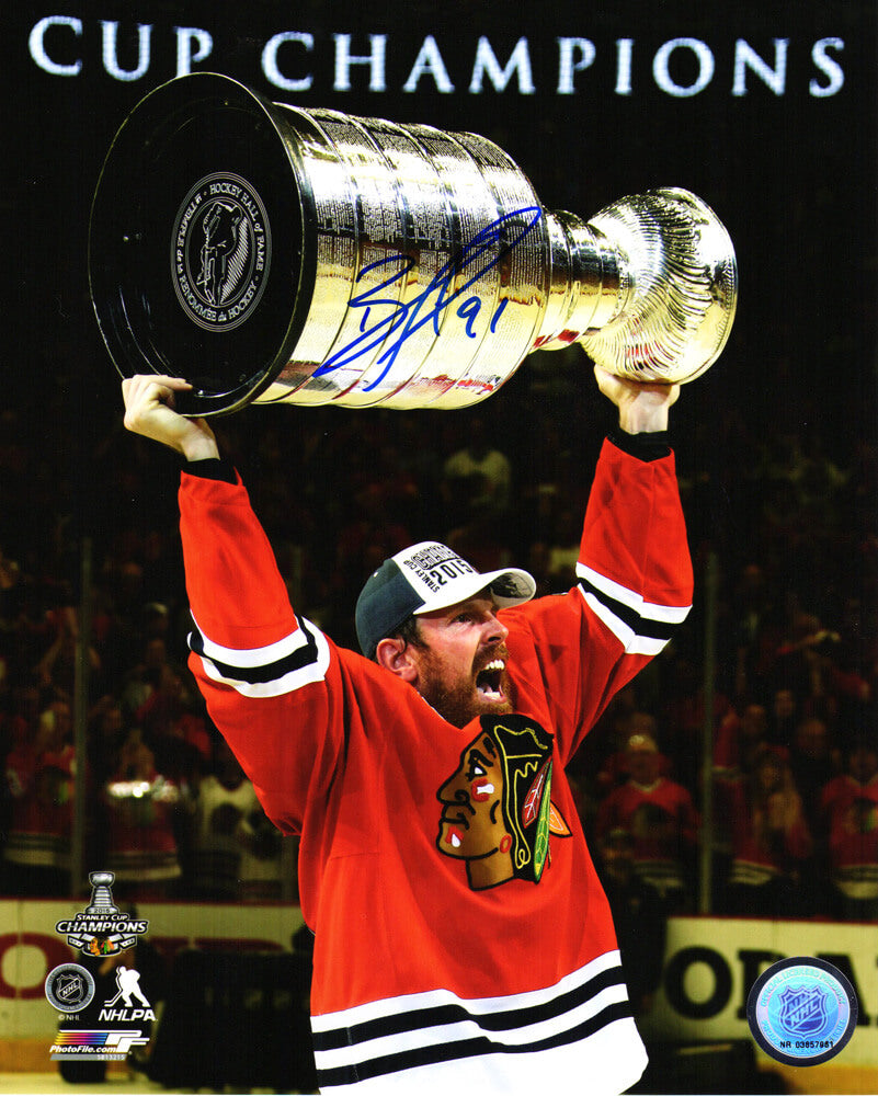 Brad Richards Signed Chicago Blackhawks 2015 Stanley Cup Trophy 8x10 Photo