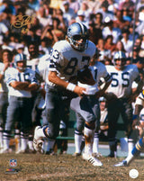Golden Richards Signed Dallas Cowboys White Jersey Running With Football 16x20 Photo (In Gold)