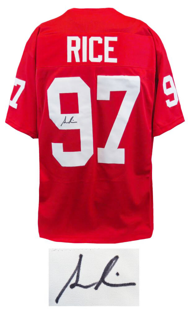 Simeon Rice Signed Red Throwback Custom Football Jersey