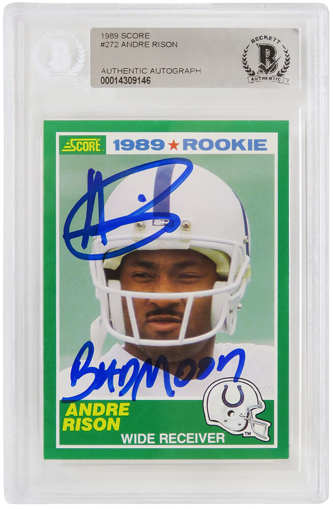 Andre Rison Signed Indianapolis Colts 1989 Score Rookie Card #272 w/Bad Moon (Beckett Encapsulated)