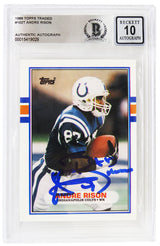 Andre Rison Signed Colts 1989 Topps Rookie Football Trading Card #102T w/Bad Moon - (Beckett - Auto Grade 10)