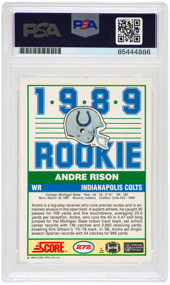 Andre Rison Signed Colts 1989 Score Rookie Football Trading Card #272 w/Bad Moon - (PSA Encapsulated)