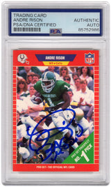Andre Rison Signed 1989 Pro Set Rookie Football Trading Card #497 w/Bad Moon - (PSA Encapsulated)