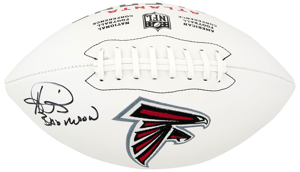 Andre Rison Signed Atlanta Falcons White Panel Wilson Logo Football w/Bad Moon