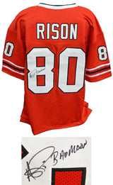 Andre Rison Signed Red Throwback Custom Football Jersey w/Bad Moon