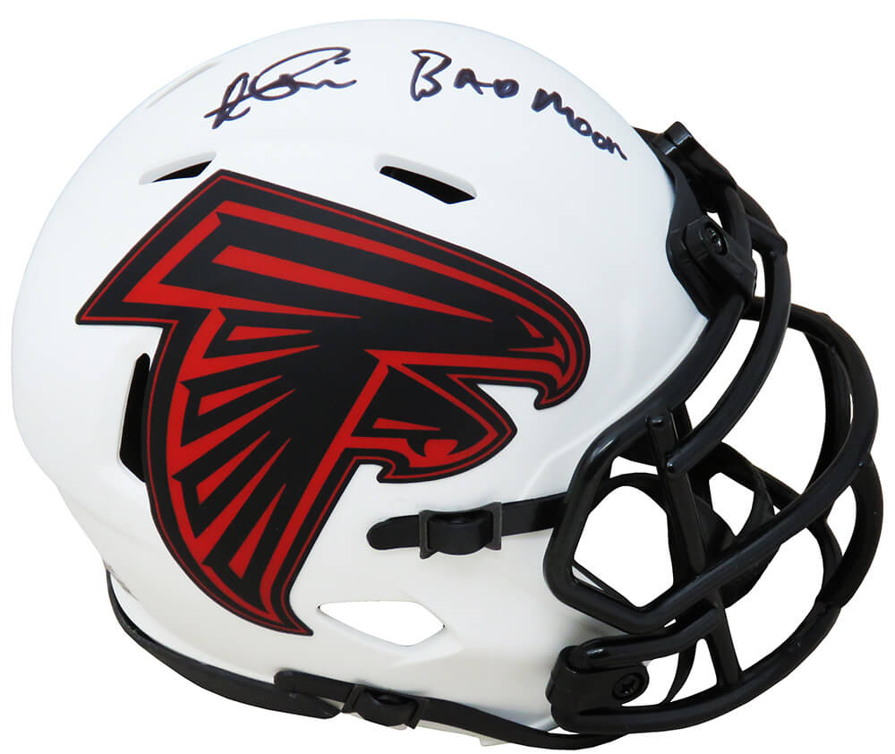 Andre Rison Signed Atlanta Falcons Lunar Eclipse White Matte Riddell Speed Mini Helmet w/Bad Moon
