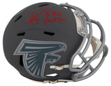 Andre Rison Signed Atlanta Falcons SLATE Riddell Speed Mini Helmet w/Bad Moon