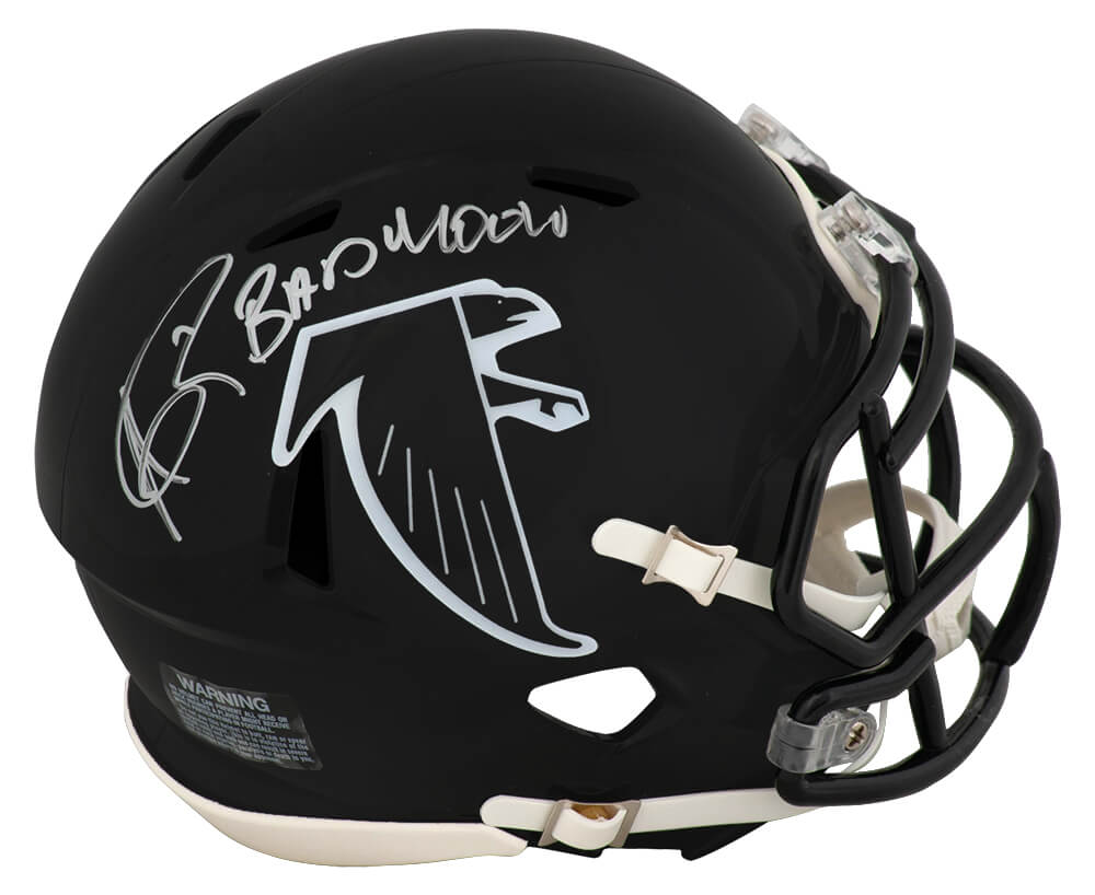 Andre Rison Signed Falcons Throwback (1990-2002 Style) Riddell Speed Mini Helmet w/Bad Moon