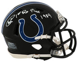 Andre Rison Signed Indianapolis Colts 2023 Alt Black Riddell Speed Mini Helmet w/1st Rd Pick 1989