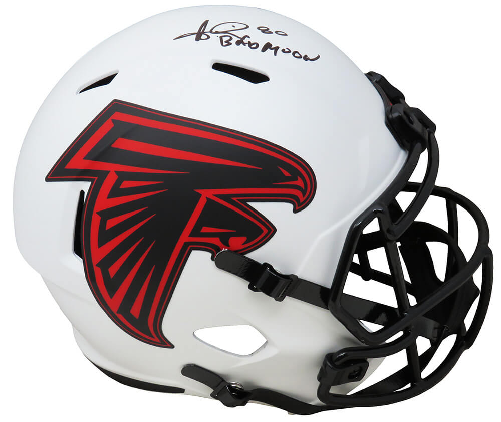 Andre Rison Signed Atlanta Falcons Lunar Eclipse White Matte Riddell Full Size Speed Replica Helmet w/Bad Moon