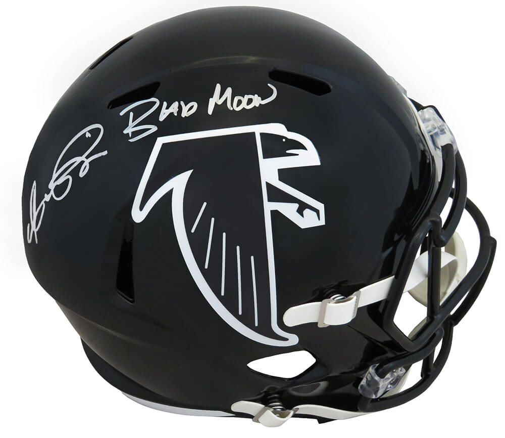 Andre Rison Signed Falcons Riddell Full Size Speed Replica Helmet w/Bad Moon
