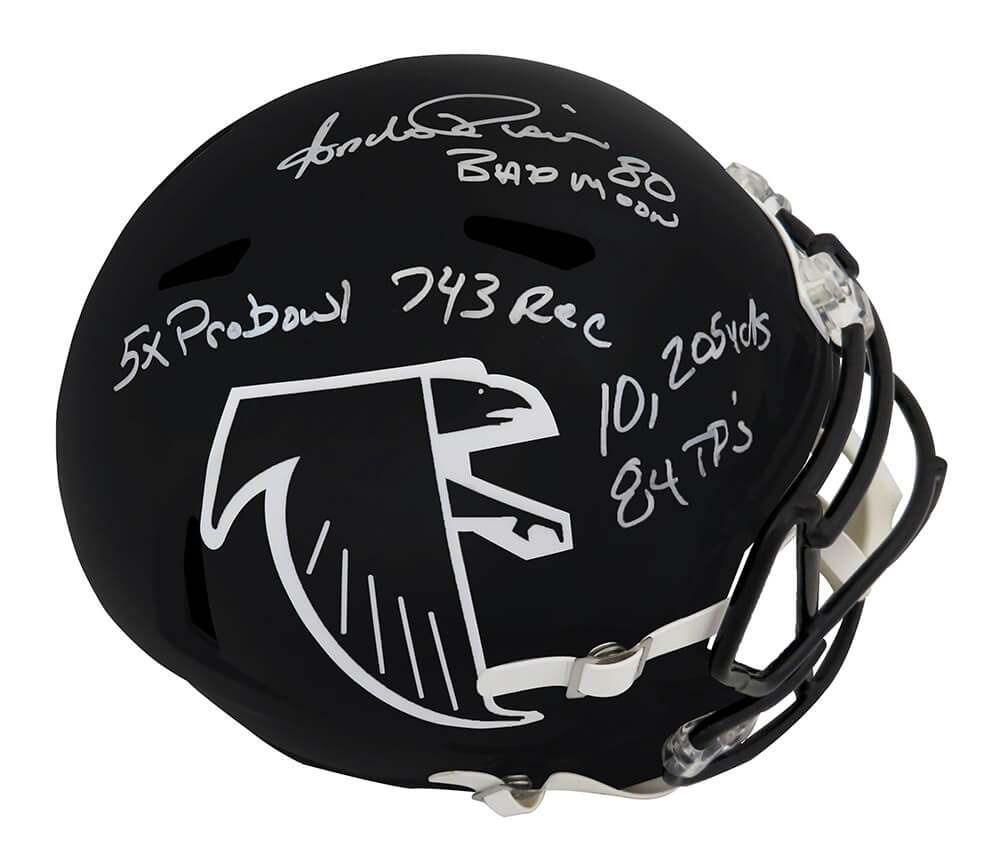 Andre Rison Signed Atlanta Falcons (90-02 Style) Riddell Full Size Speed Replica Helmet w/5-Inscriptions