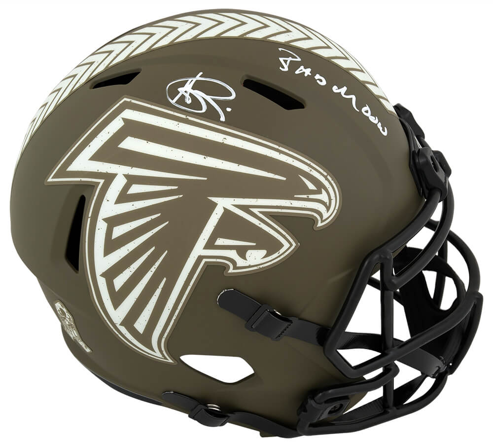 Andre Rison Signed Atlanta Falcons Salute to Service Riddell Full Size Speed Replica Helmet w/Bad Moon