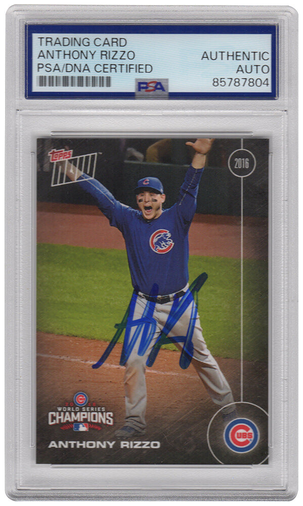 Anthony Rizzo Signed 2016 Topps Now Chicago Cubs World Series Champions Baseball Card #652-A (PSA Encapsulated)