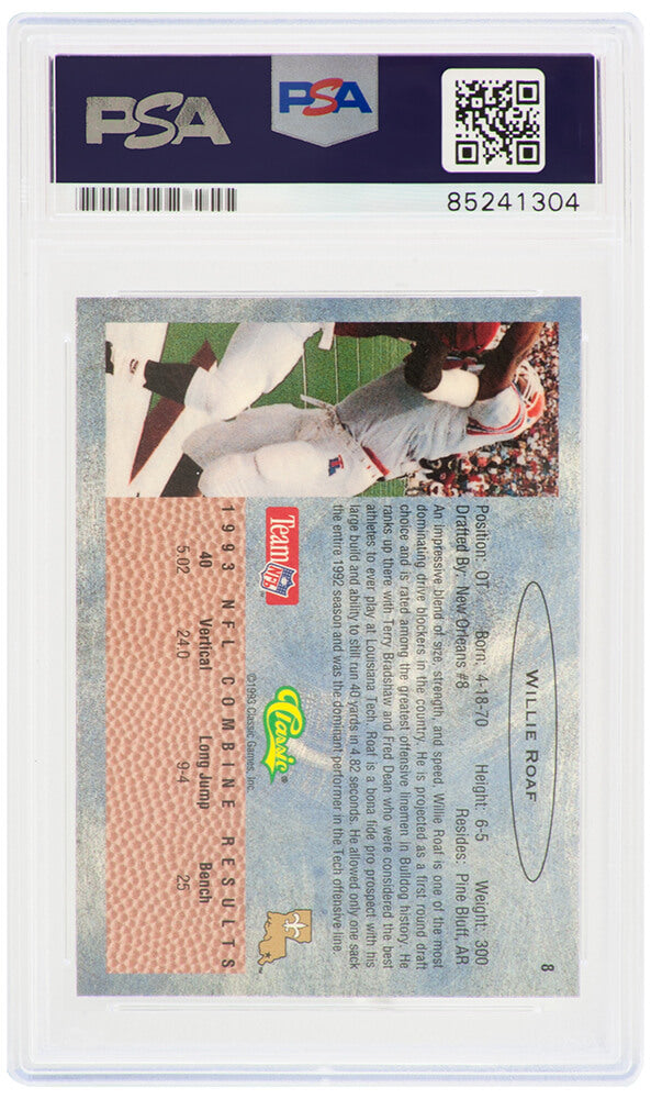 Willie Roaf Signed 1993 Classic Football Rookie Trading Card #8 w/HOF 2012 - (PSA Encapsulated)